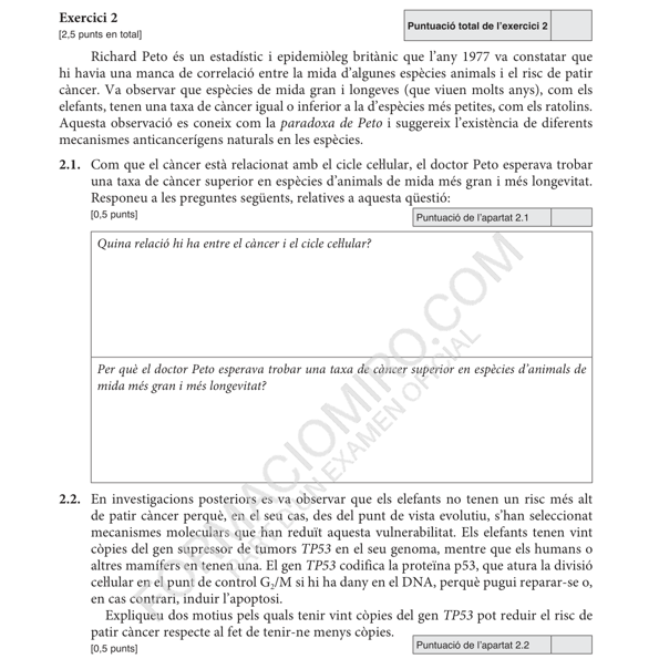 Selectividad Biologia convocatoria juny 2026