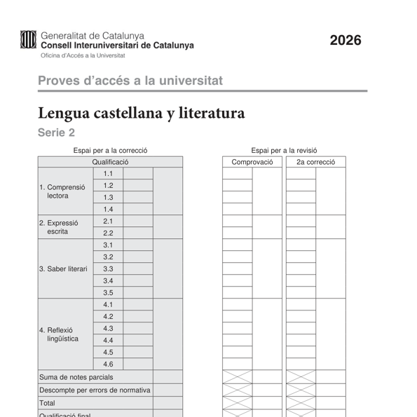 Selectividad Castellano convocatoria septiembre 2026