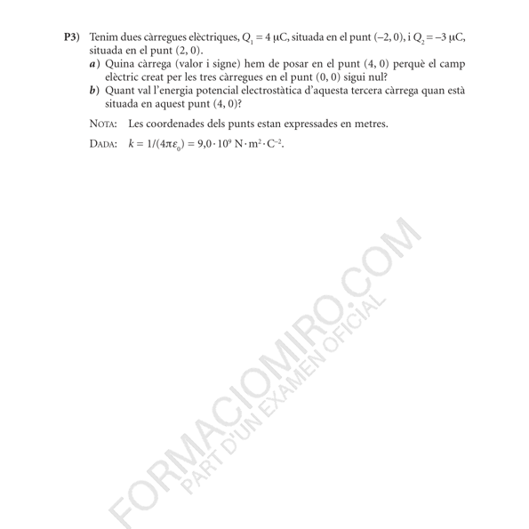 Selectividad Física convocatoria setembre 2010