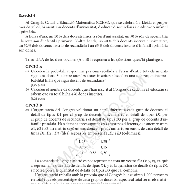 Selectividad Matemàtiques aplicades a les ciències socials convocatoria juny 2025